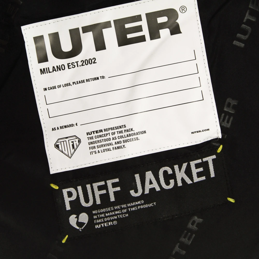 Iuter Zwarte Puffjas met Afneembare Capuchon Black Heren