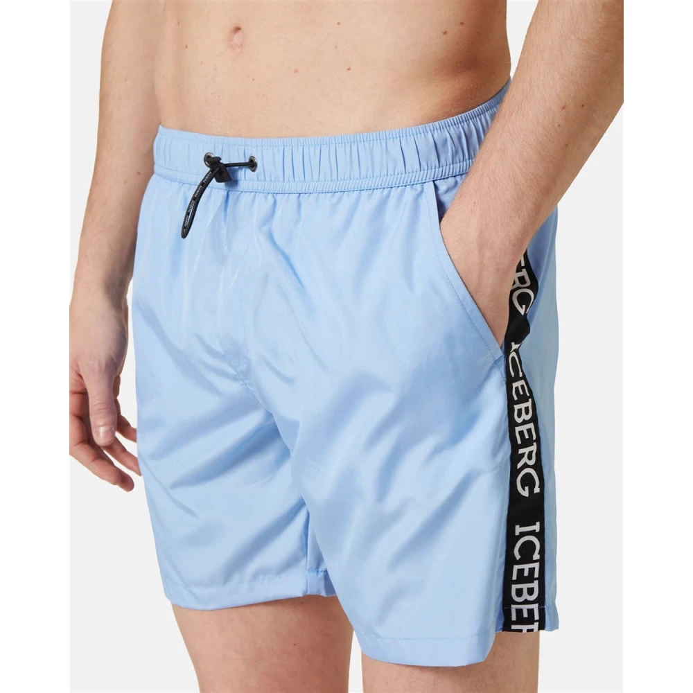Iceberg Hemelsblauwe Swimshort met Taping Blue Heren