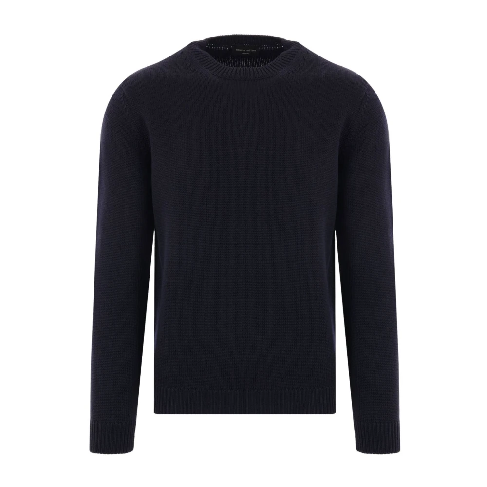 Roberto Collina Navy Gebreide Kleding Crew Neck Lange Mouw Blue Heren
