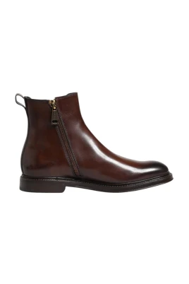 Brun Läder Chelsea Mid Calf Stövlar