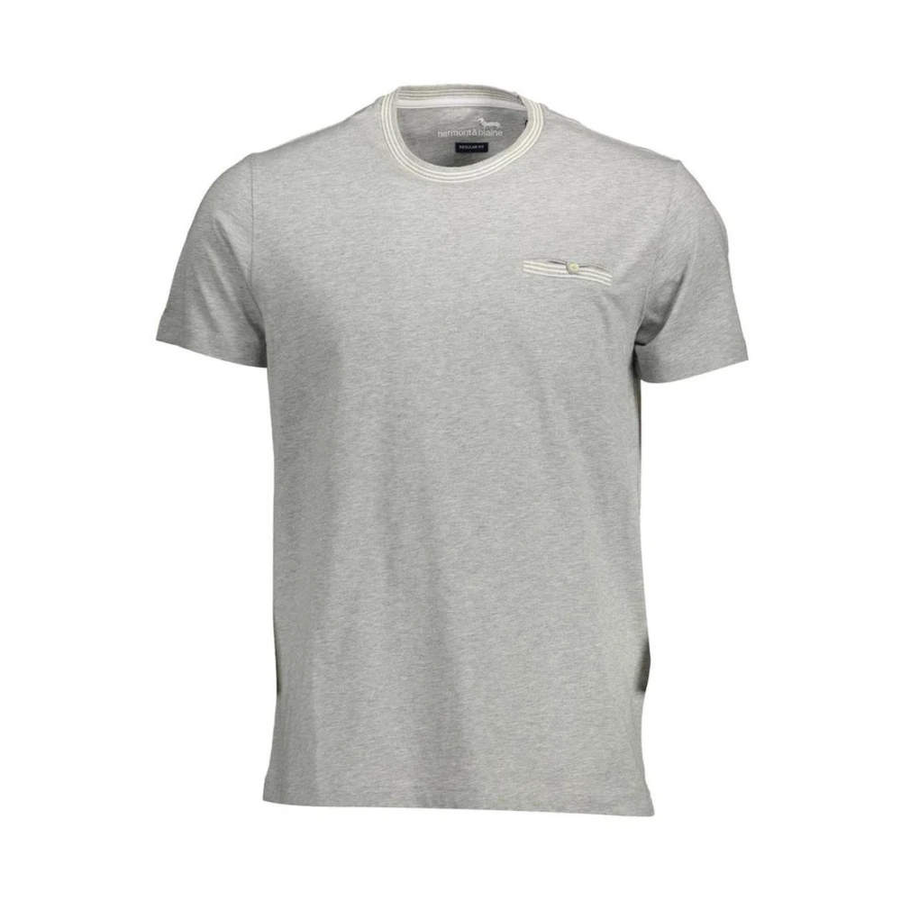 Harmont & Blaine Men's Gray Short Sleeve Crew Neck Tshirt With Pocket - T-Shirts - 2XL - Tops