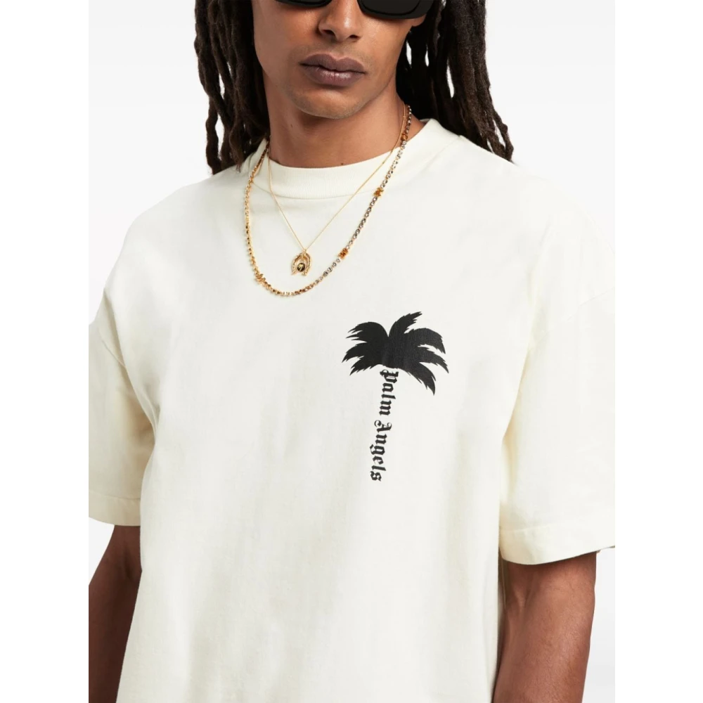 Palm Angels Katoenen T-shirts met Palmboomprint White Heren