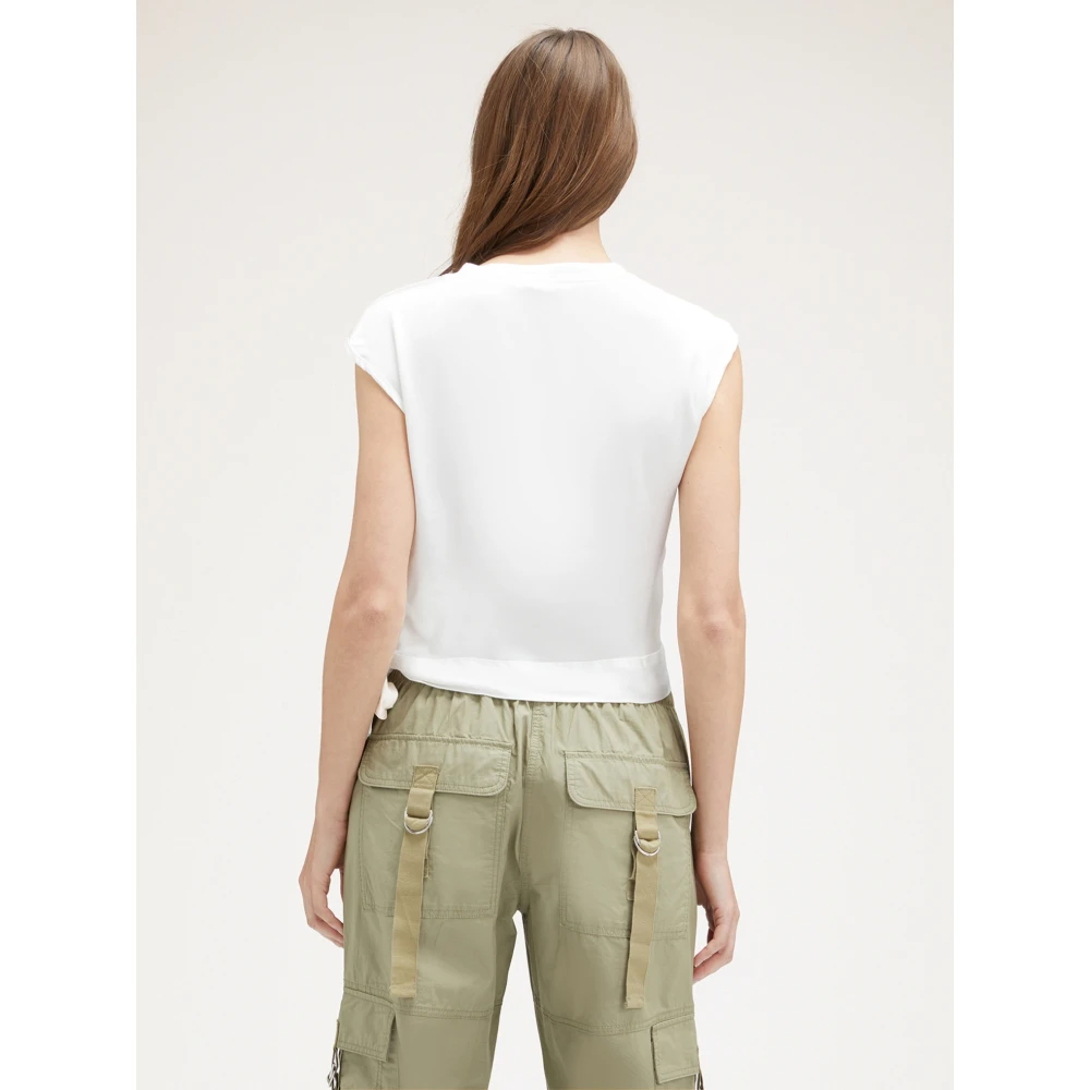 Motivi Satin blouse met knoopdetail White Dames