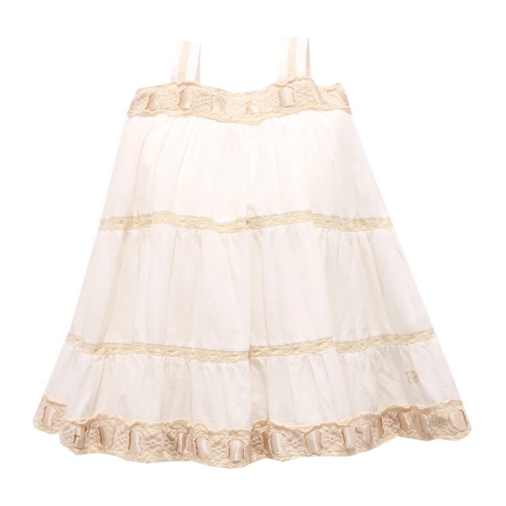 Twinset Girls Beige Dresses, 12 M, Cotton Dress