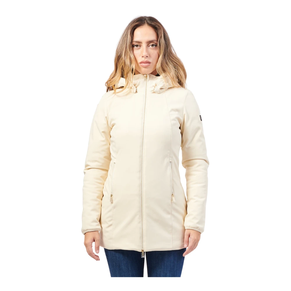 YES ZEE Witte gewatteerde jas met capuchon en volledige rits White Dames