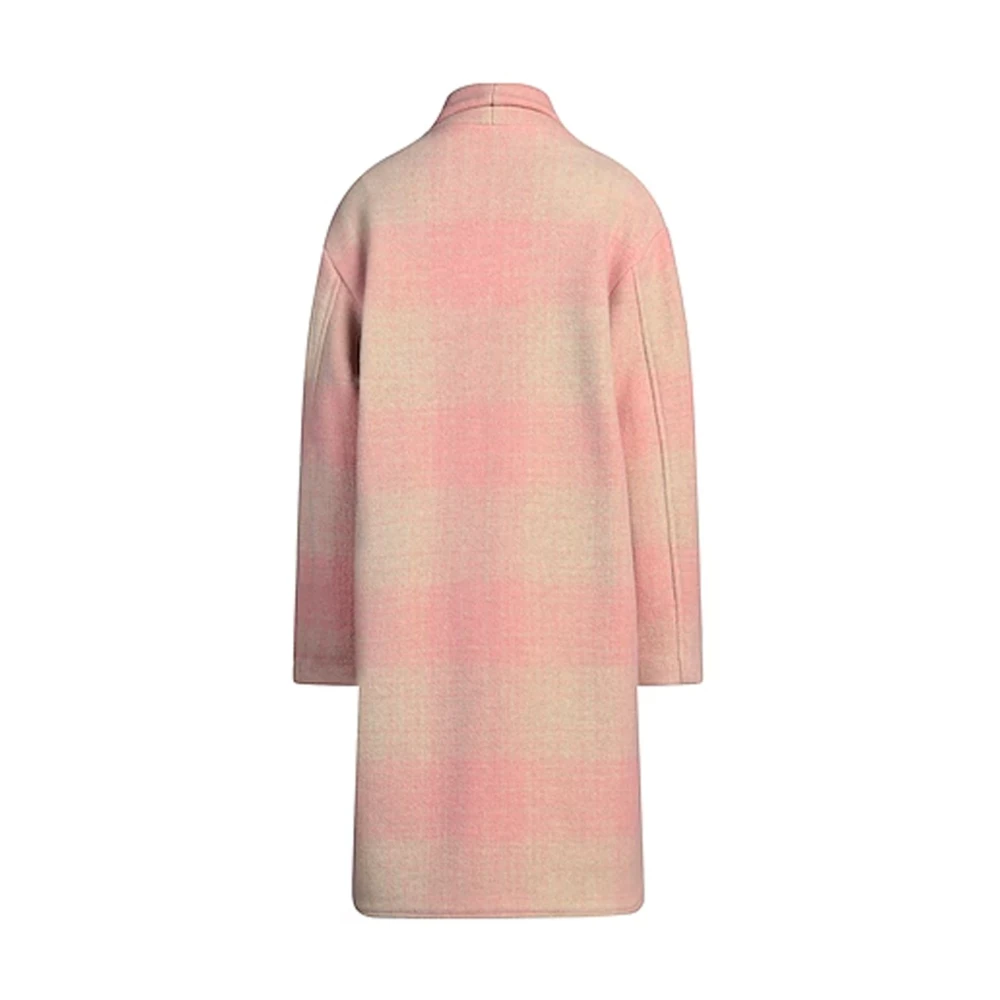 Isabel Marant Étoile Roze Wollen Blend Geruite Jas Pink Dames