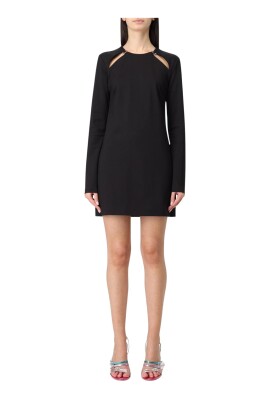 black-cutout-shoulder-mini-dress