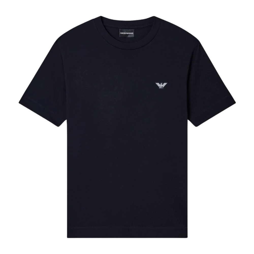 Emporio Armani Men's Blue T-Shirts, M, Eagle Embroidery Crew-Neck T-Shirt