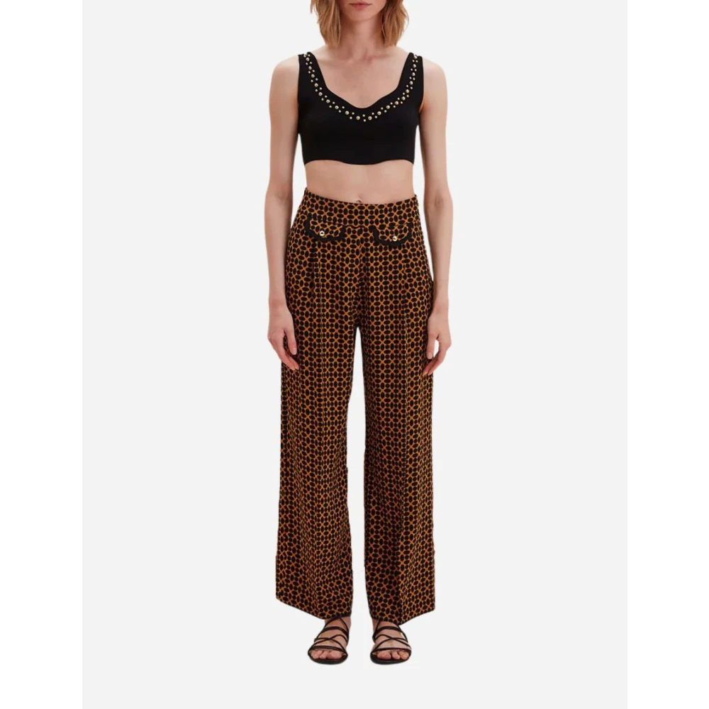 Nenette Geometrische Print Gebreide Broek Multicolor Dames