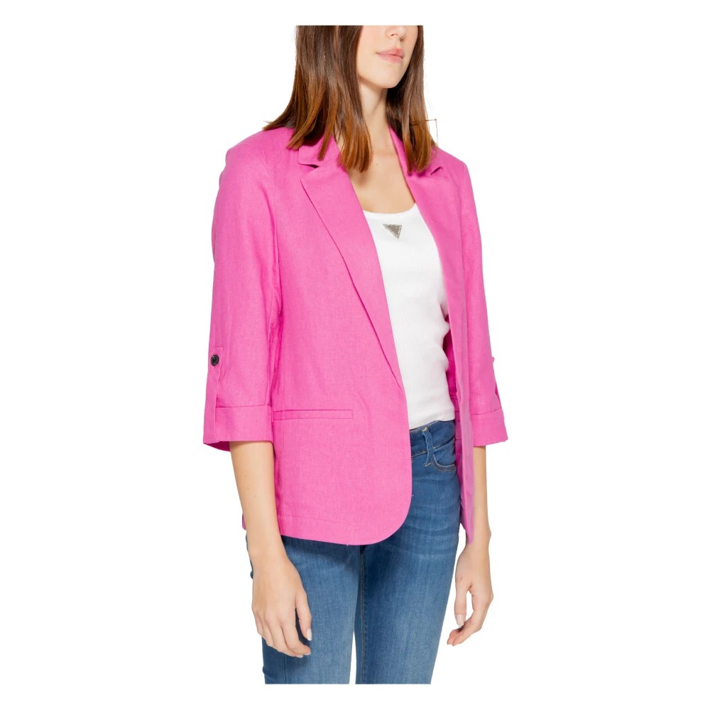 Only Elegant Linen Blend Jacket Pink Dames