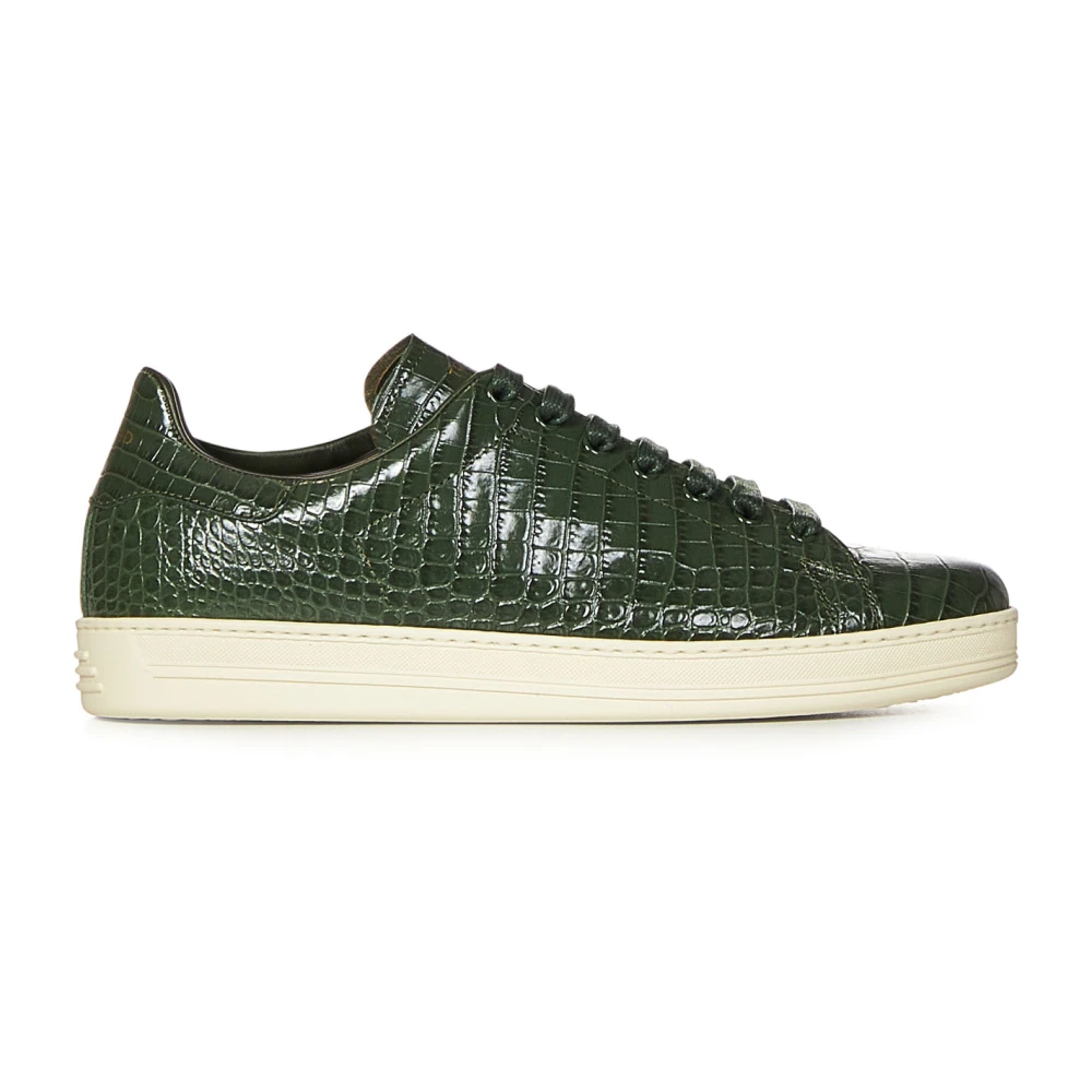 Grønne krokodil-print sneakers