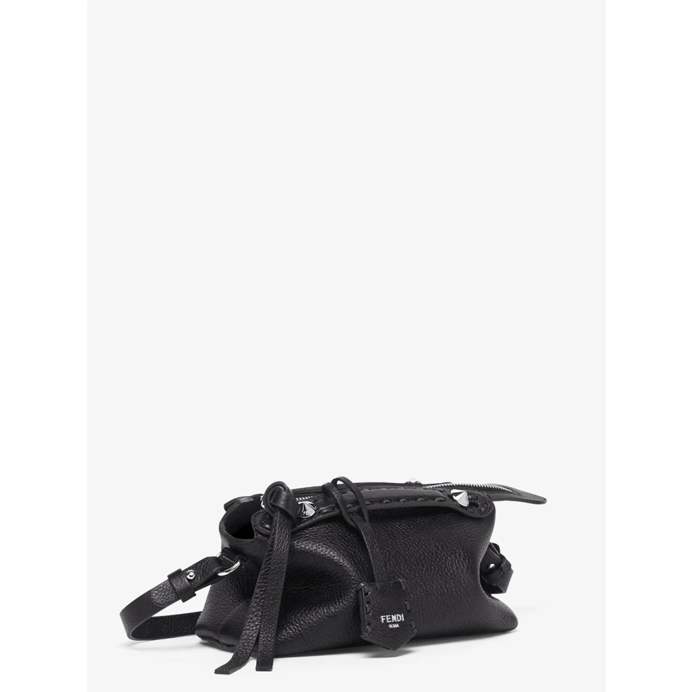Fendi Zwarte leren handtas met aanpasbare hanger Black Dames