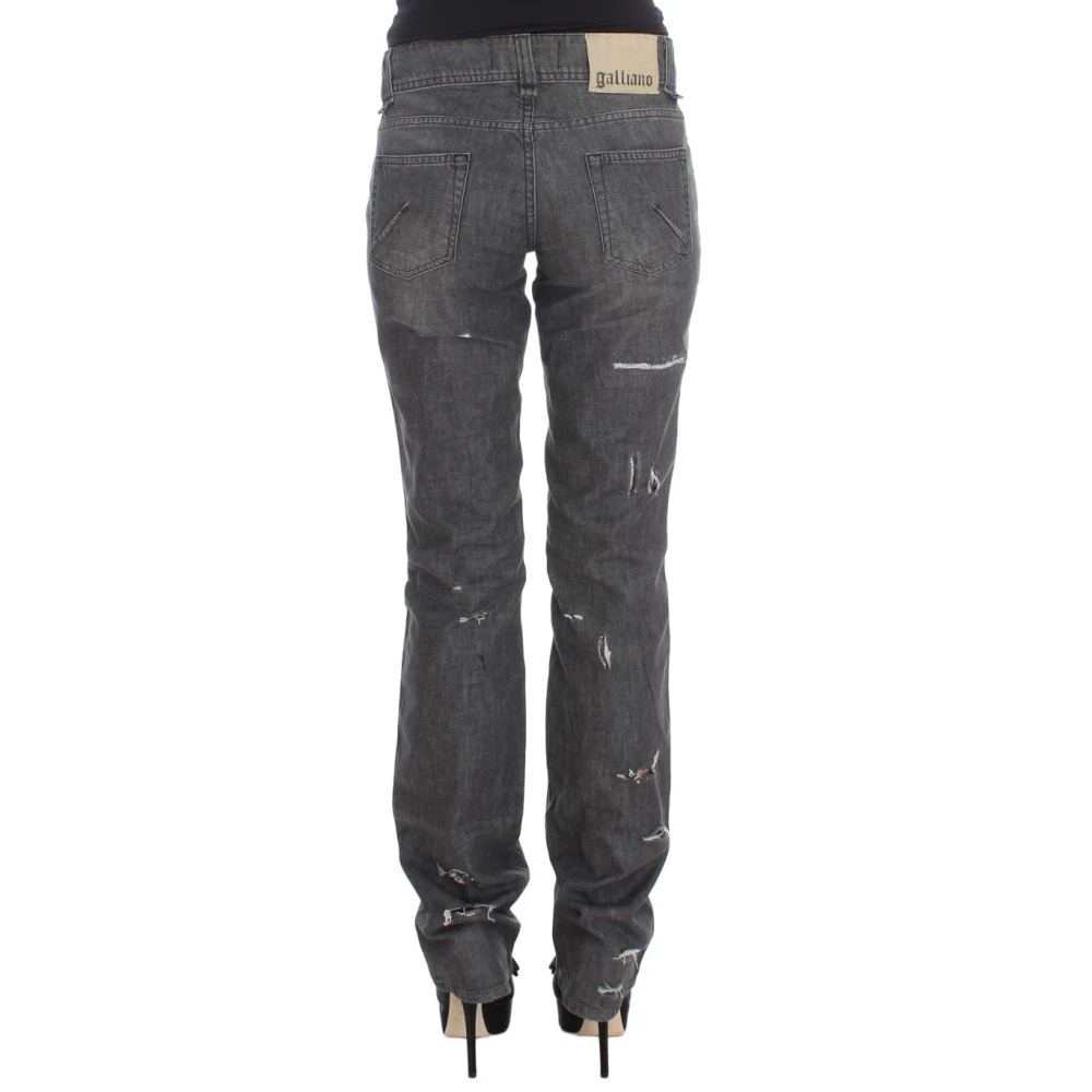 John Galliano Grijze Gewassen Straight Fit Jeans Gray Dames