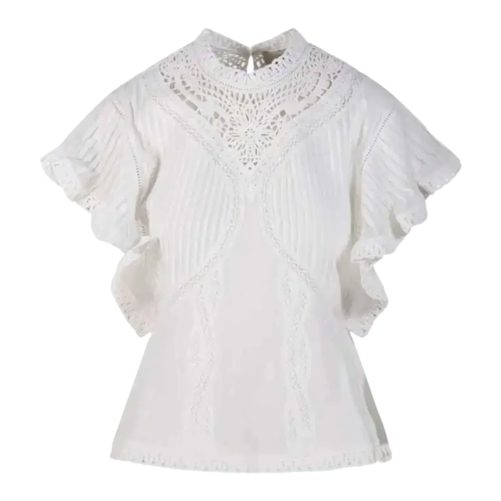 Farm Rio Women's White Blouses, Xs, Embroidered Shirt