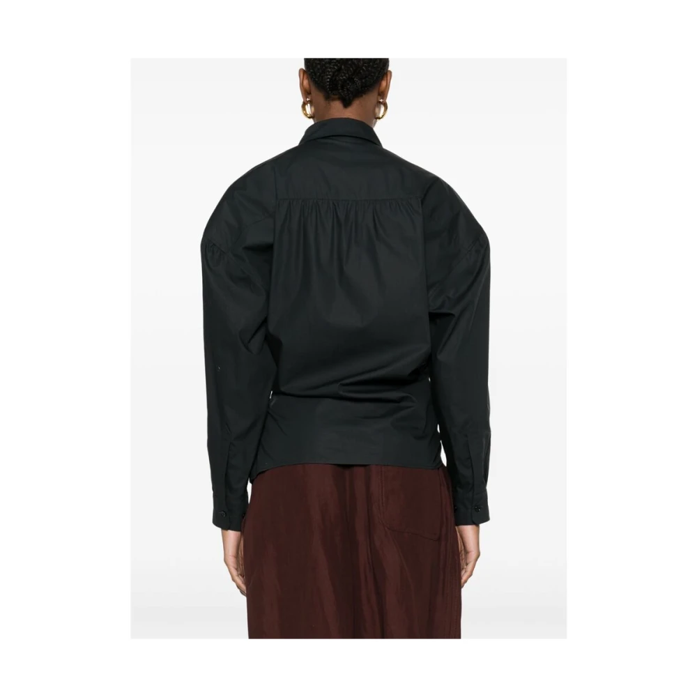 Lemaire Zwarte Knoopsluiting Drop Shoulder Shirt Black Dames