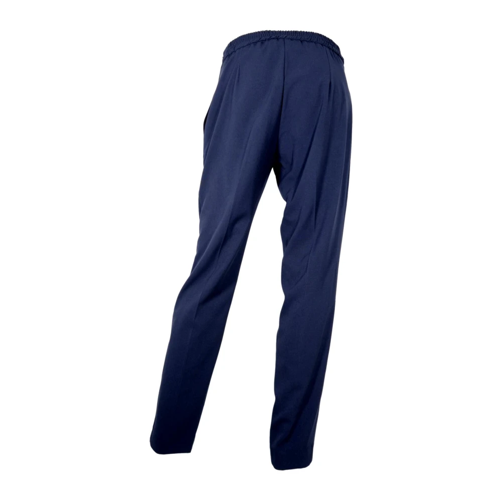 Kaos Rechte Pijp Elastische Taille Broek Blauwe Nacht Blue Dames