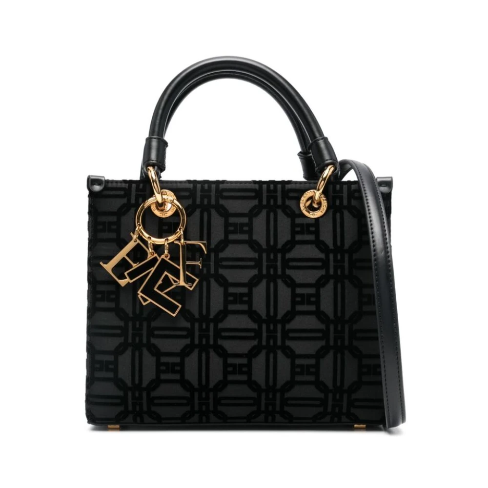 Elisabetta Franchi Zwarte Logo Omslagtas Black Dames