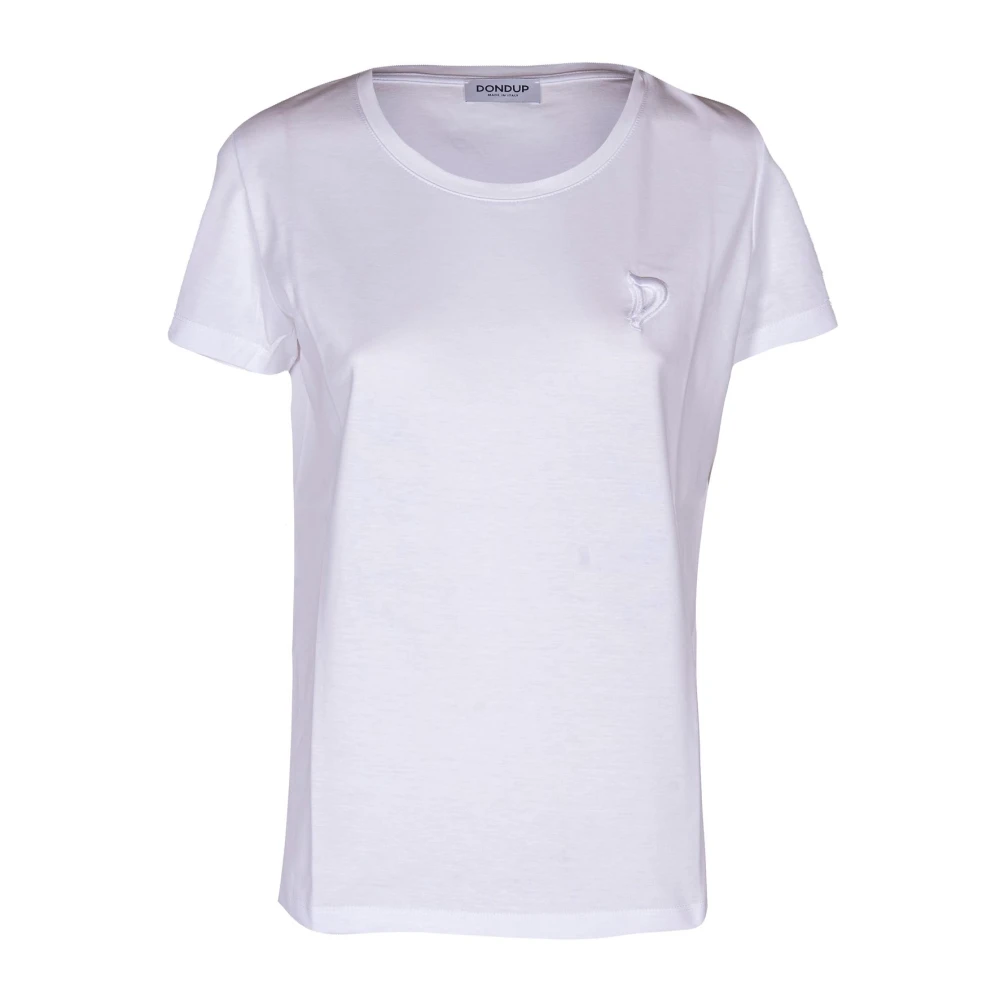 Dondup Dames Geborduurd Logo T-shirt Slim Fit White Dames