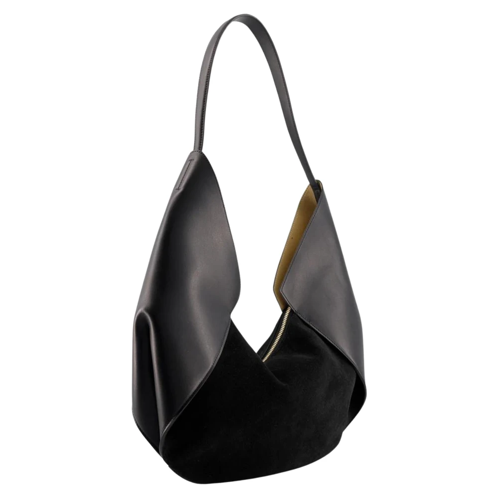 Ree Projects Zwarte Mini Schoudertas van Zacht Leer en Suède Black Dames