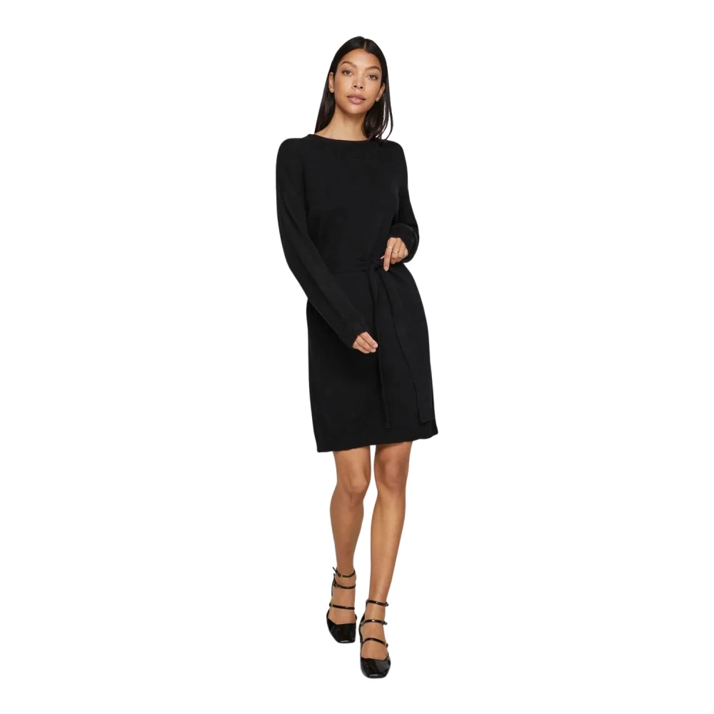 Vila Jurk met lange mouwen en tailleband Black Dames