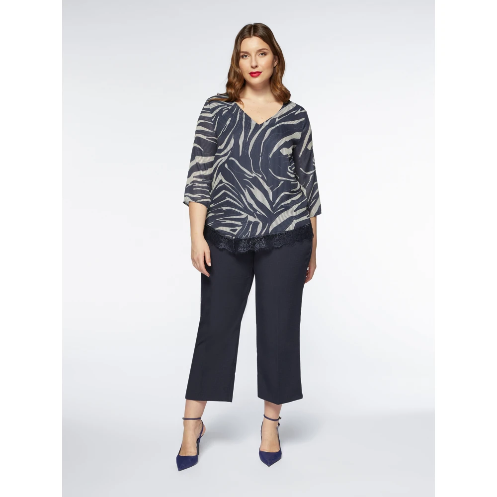 Fiorella Rubino Gedrukte blouse met kanten rand Multicolor Dames