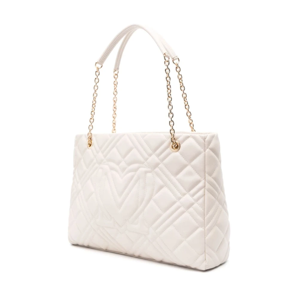Love Moschino Gestikte Ketting-Link Handtas Beige Dames
