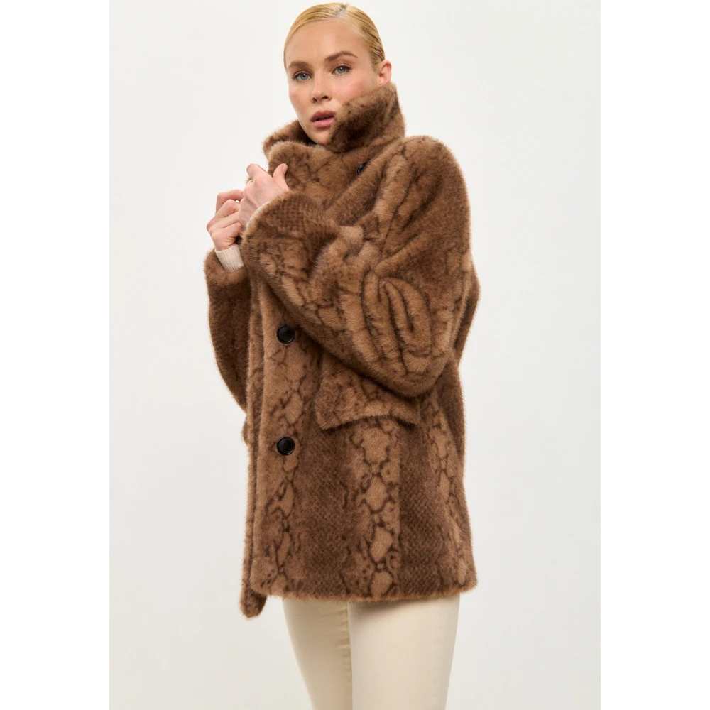 Cesare Gaspari Faux Fur & Shearling Jackets Brown Dames