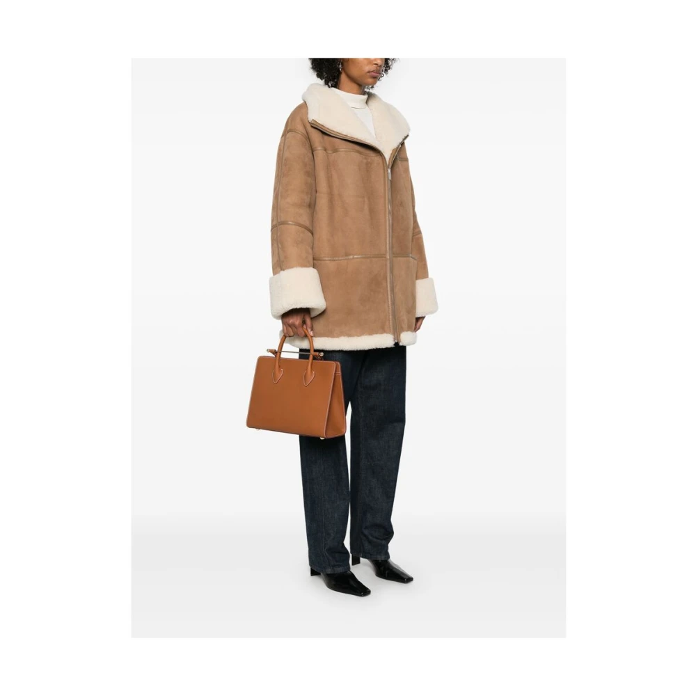 Strathberry Cognac Bruine Handtas met Afneembare Band Brown Dames