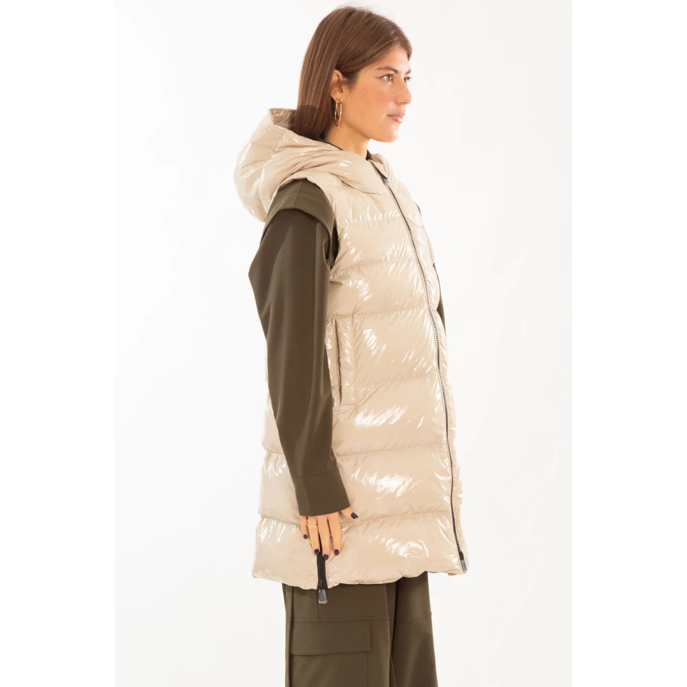 pinko Graffetta Hooded Puffer Vest in Stijl Beige Dames