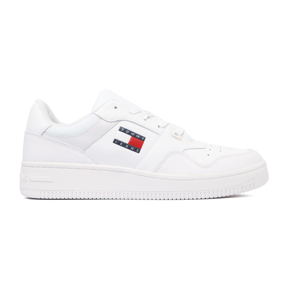 Tommy Hilfiger Men's White Sneakers,, Retro Basketball Trainers Size 10 Uk
