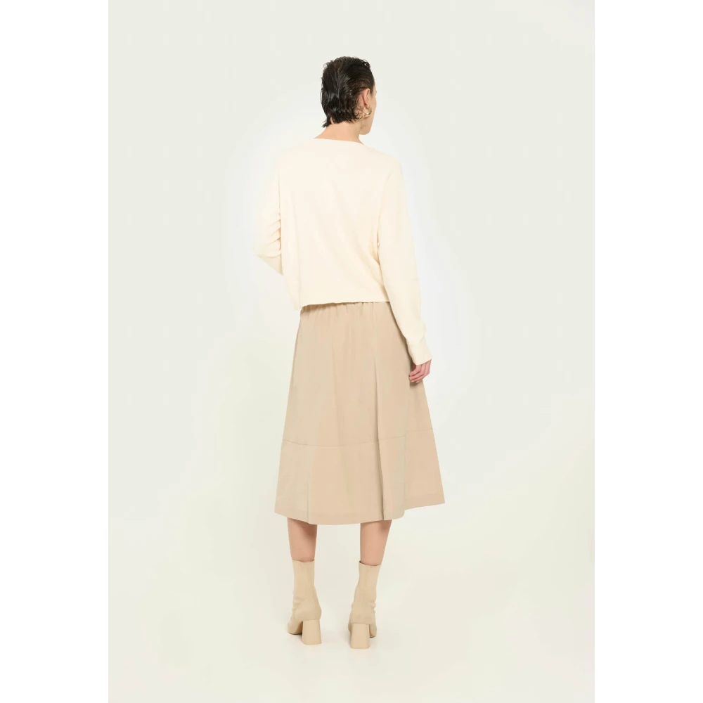 Vicario Cinque Flared katoenen taffeta rok met rits Beige Dames