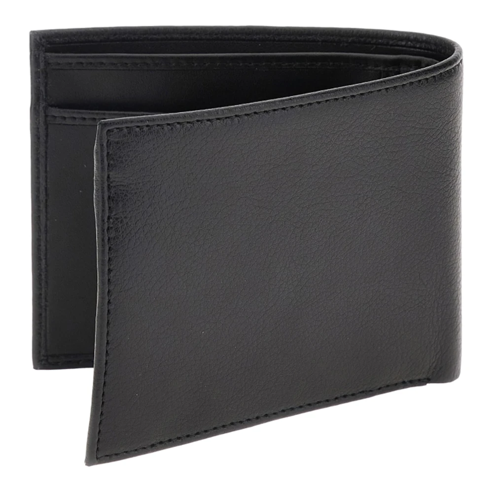 Guess Zwarte leren portemonnee en kaarthouder Black Heren