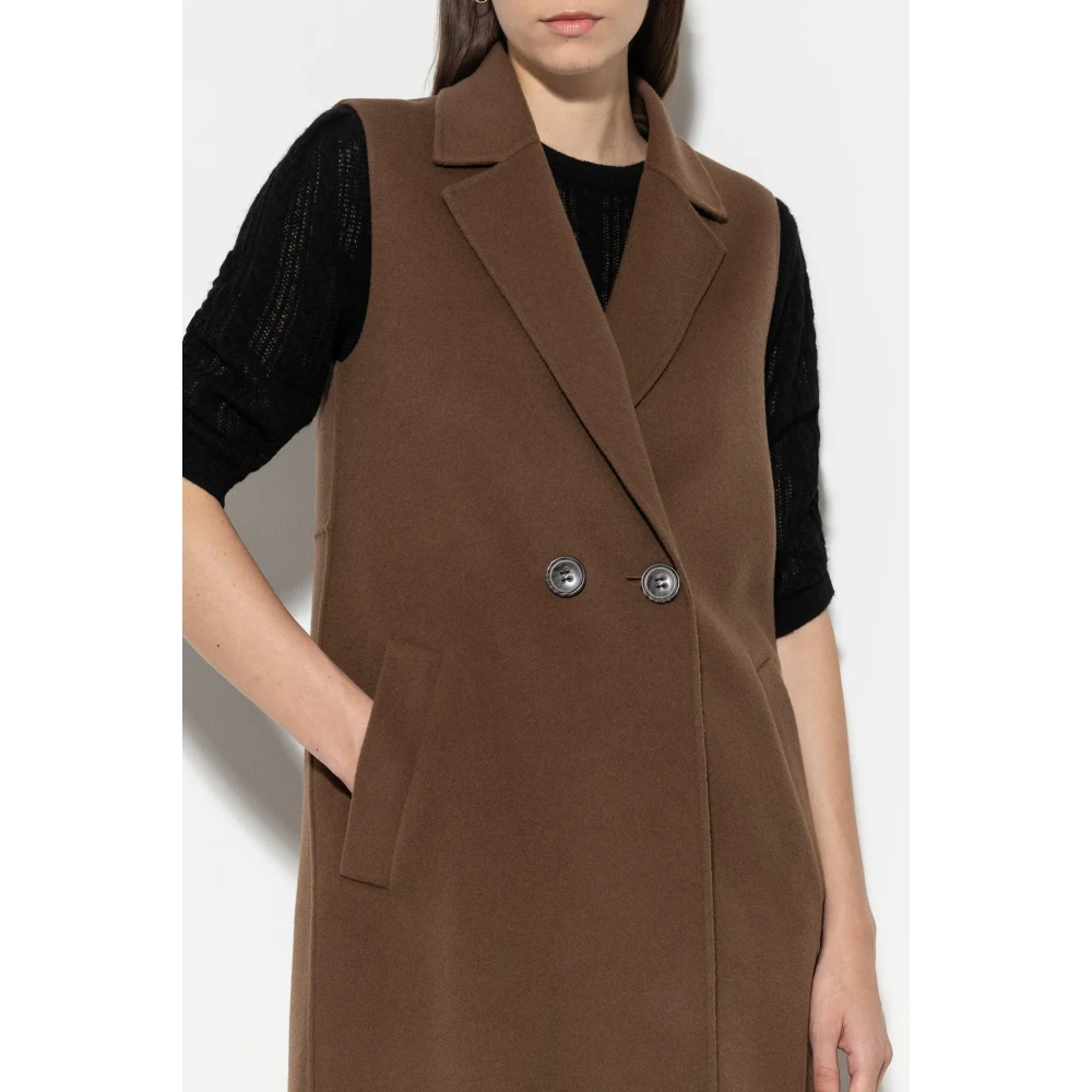 LUISA CERANO Bruine Wollen Blend Lang Vest Brown Dames