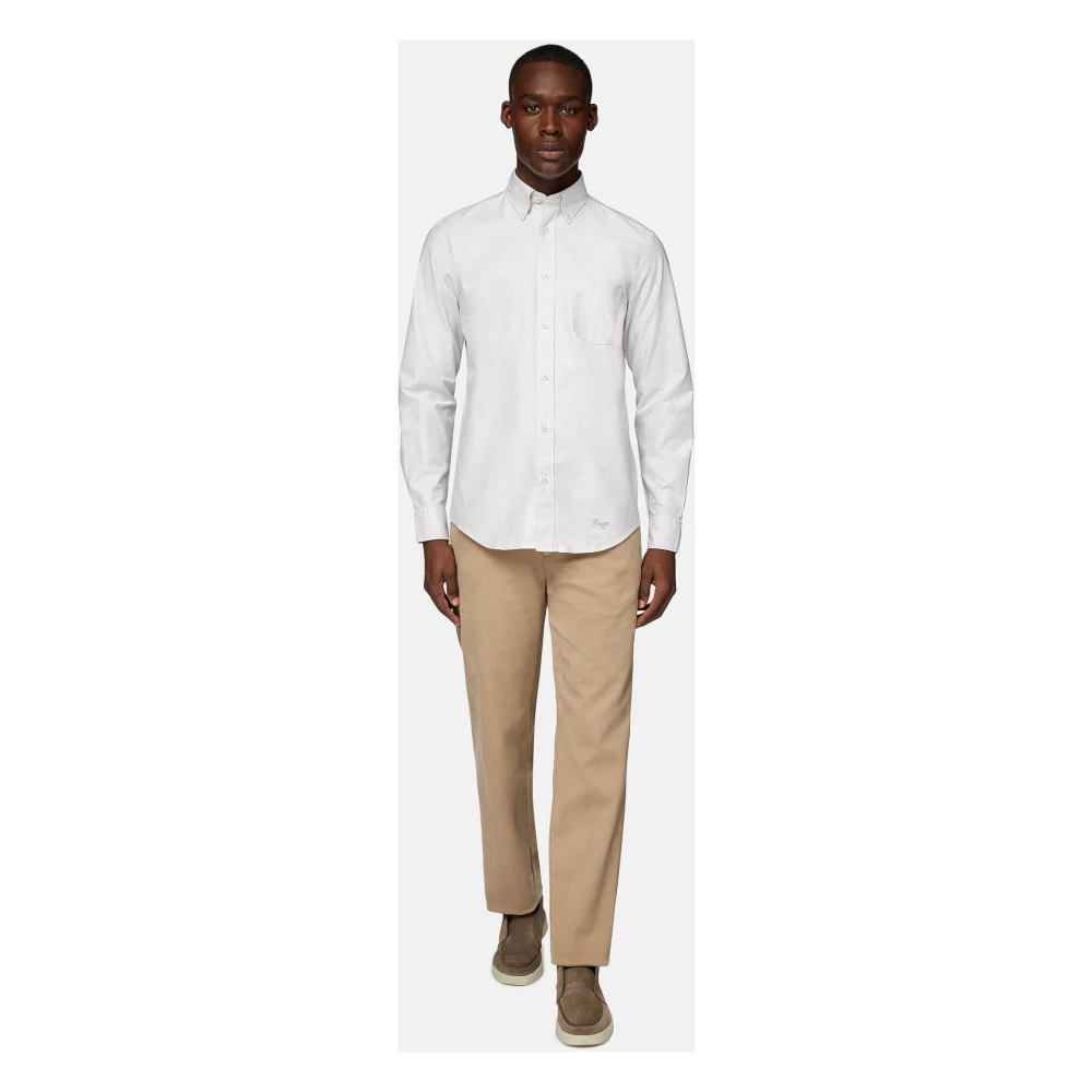 Boggi Milano Regular Fit Oxford Katoenen Overhemd White Heren