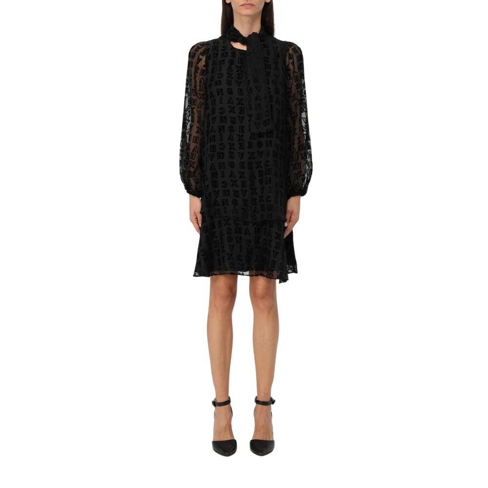 Armani Exchange Women's Black Elegant Lettering Mini Dress