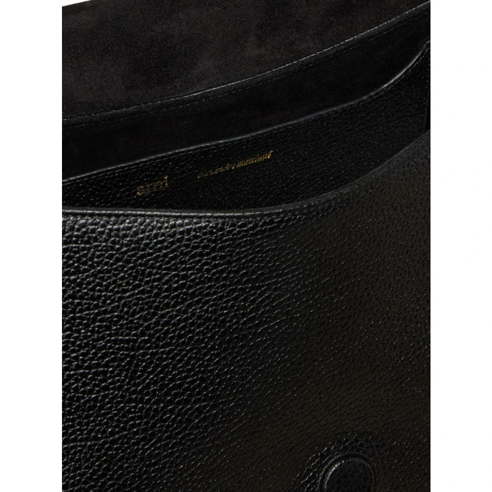 Ami Paris Zwarte leren Paname schoudertas Black Dames