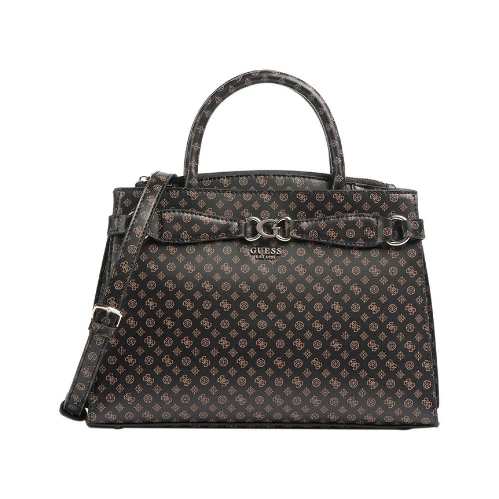 Guess Bruine leren schoudertas met gouden details Brown Dames