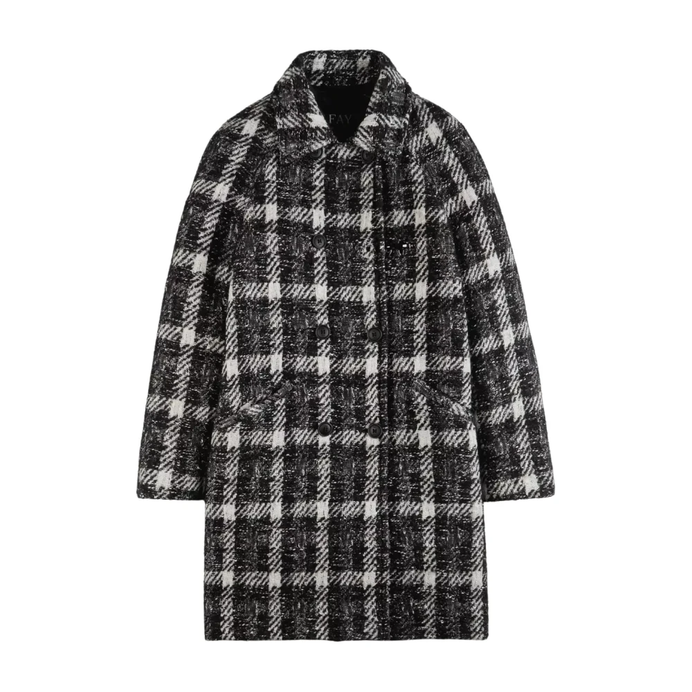 Fay Women's Gray Double-Breasted Coats, M, Grey Double-Breasted Coat