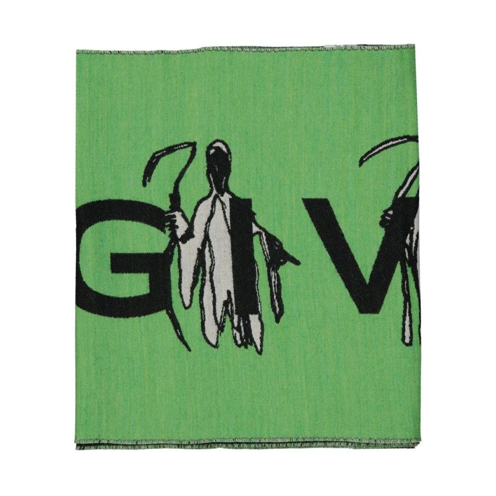 Givenchy Unisex Green Winter Scarves, One Size, Logo Wool Scarf
