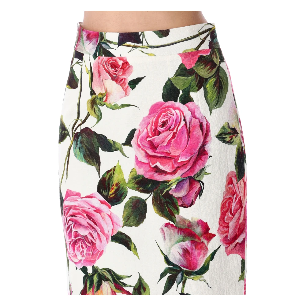 Dolce & Gabbana Witte Rozenprint Rok Multicolor Dames