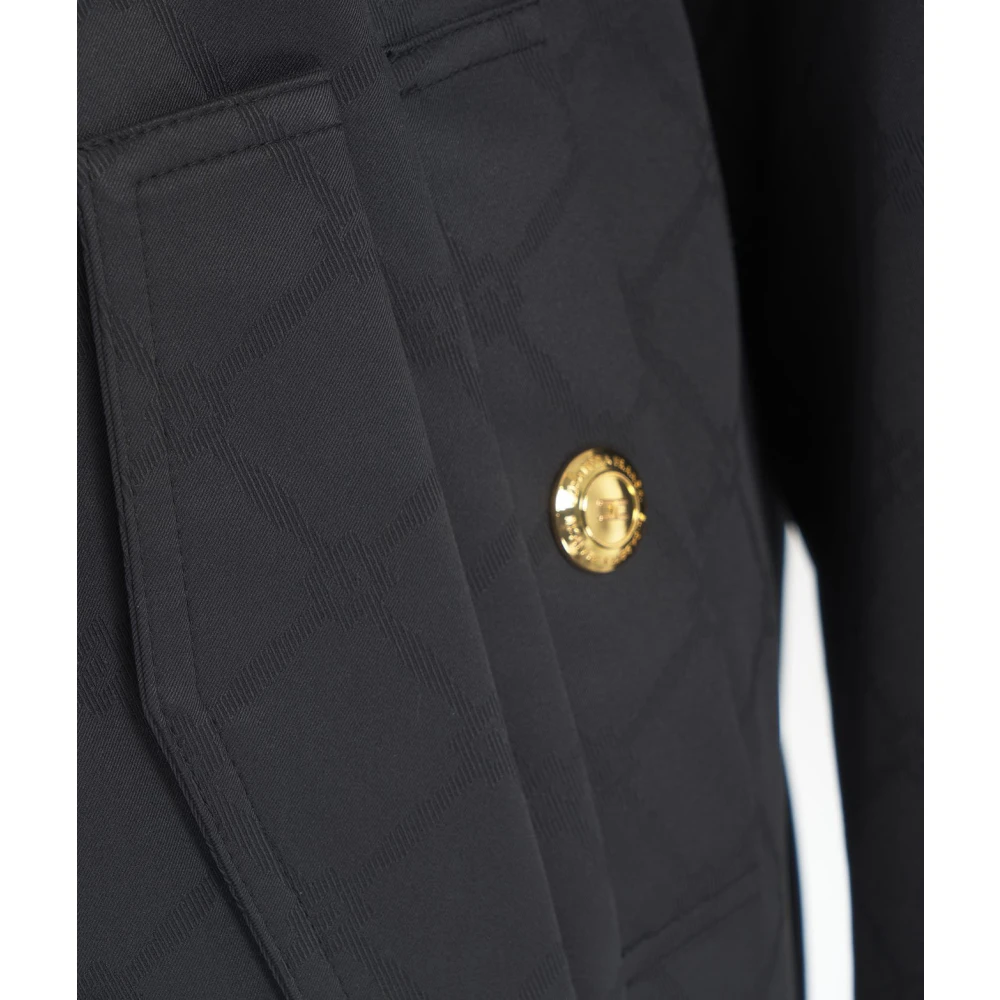 Elisabetta Franchi Zwarte Bomberjack met Monogram Black Dames