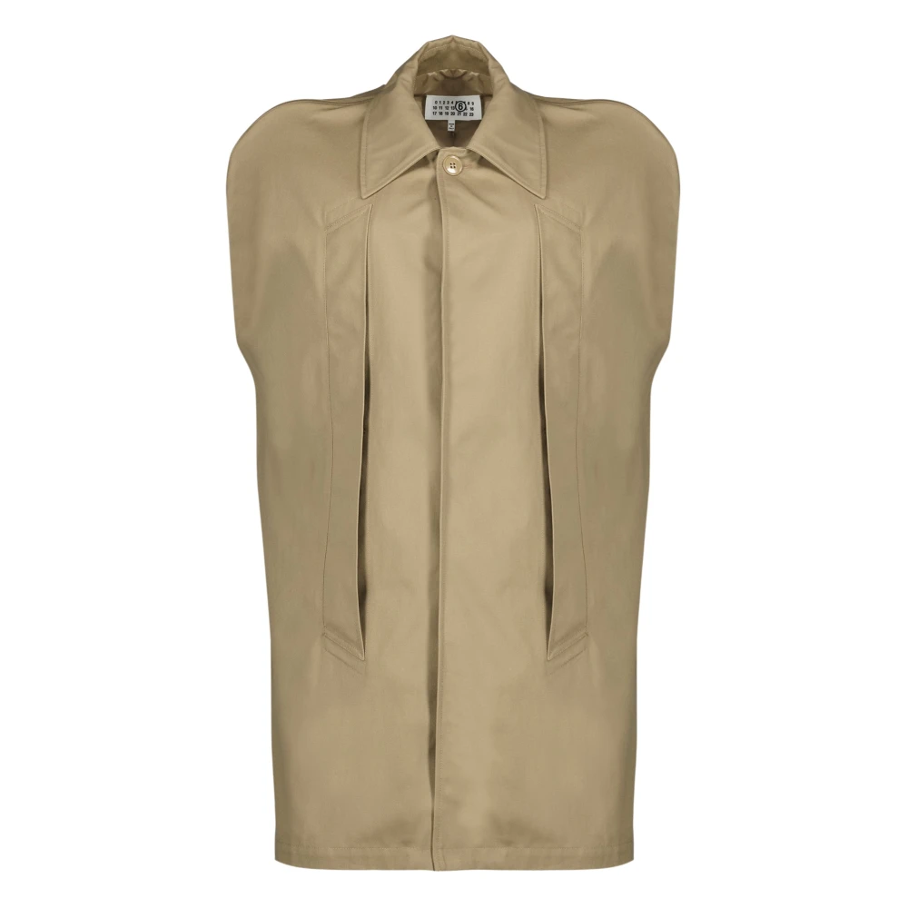 Mm6 Maison Margiela Vrouw Beige Jassen Dames, S, Katoen, Waterdichte Katoenen Cape Coat