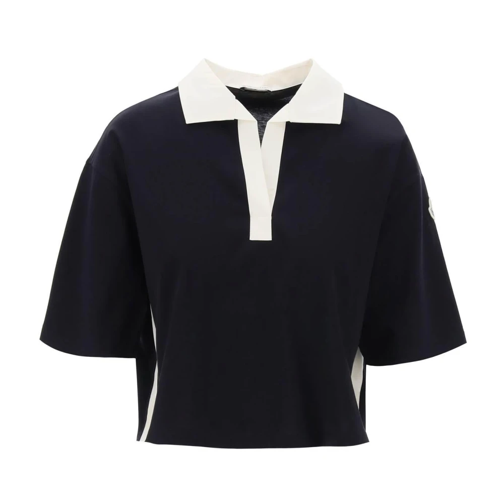Moncler Polo shirt met logo-patch Blue Dames