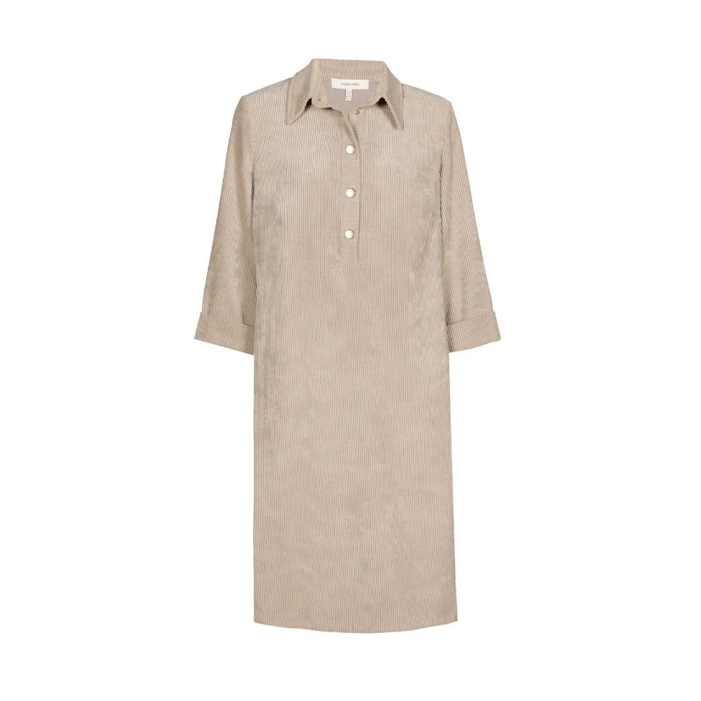 Marie Méro Beige Velours Polo Kraag Jurk Beige Dames