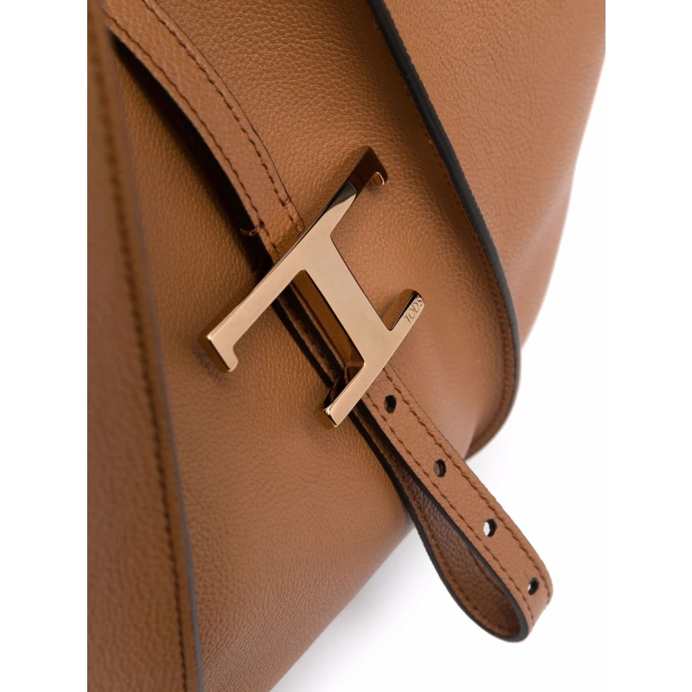 TOD'S Bruine leren T-logo tote bag Brown Dames