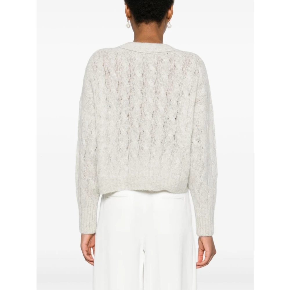 BRUNELLO CUCINELLI Kabelgebreide V-hals Trui Gray Dames