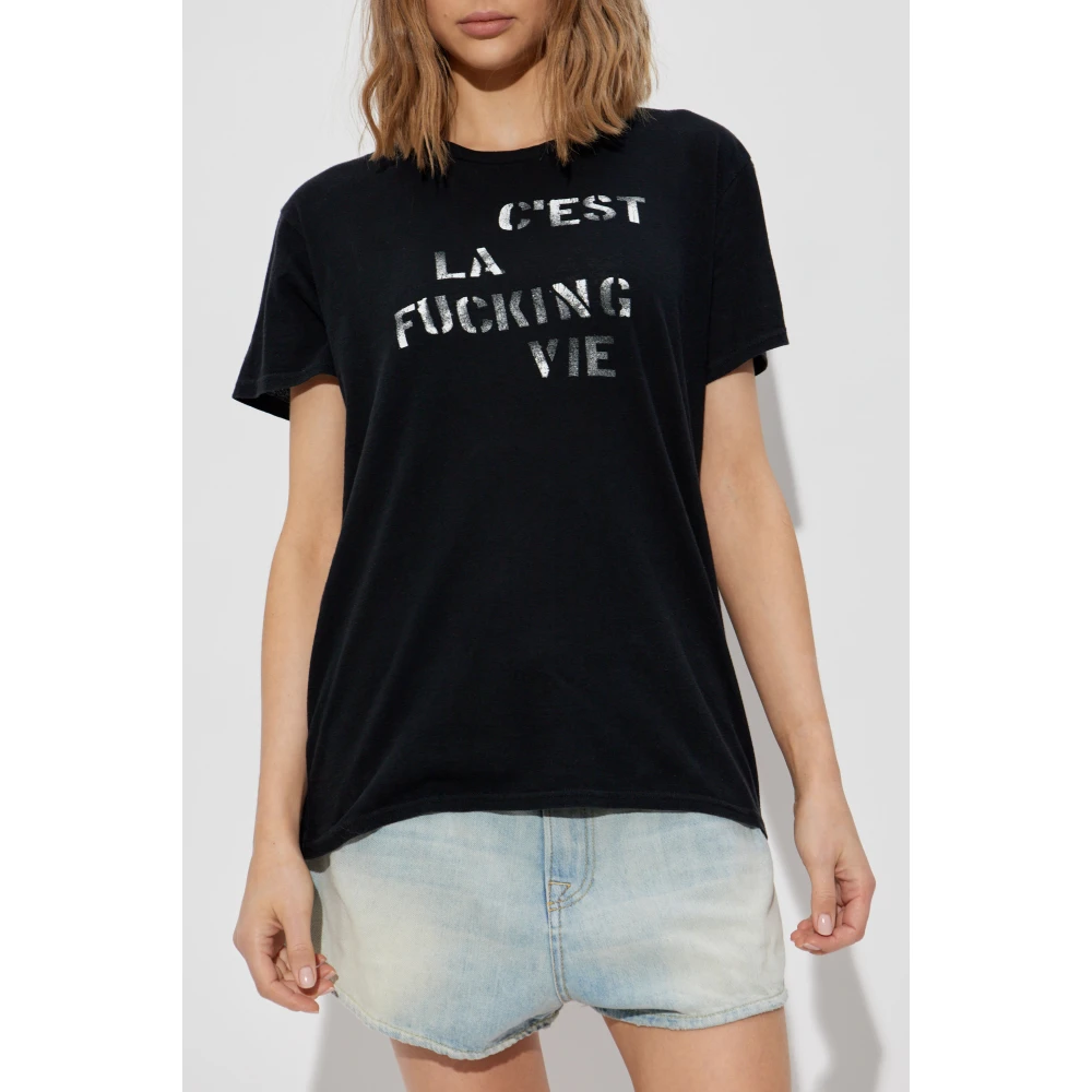 R13 Bedrukte T-shirt Black Dames