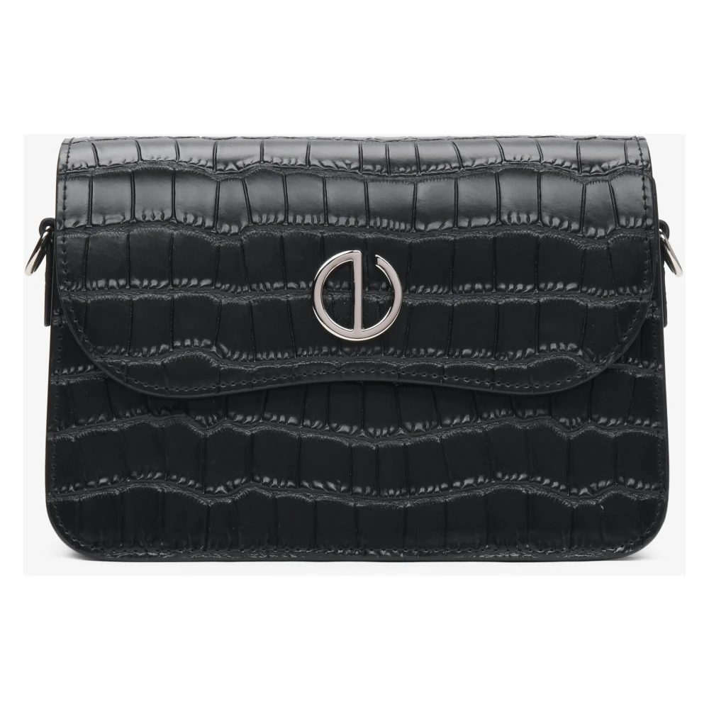 Estro Kleine zwarte leren tas met reliëf voor vrouwen Er00115963 Black Dames