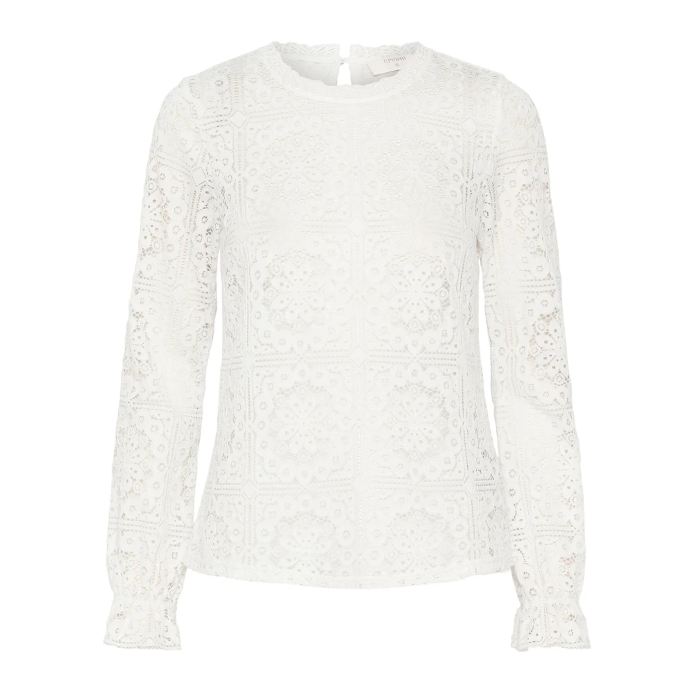 Cream Elegante Kant Blouse Sneeuwwit White Dames