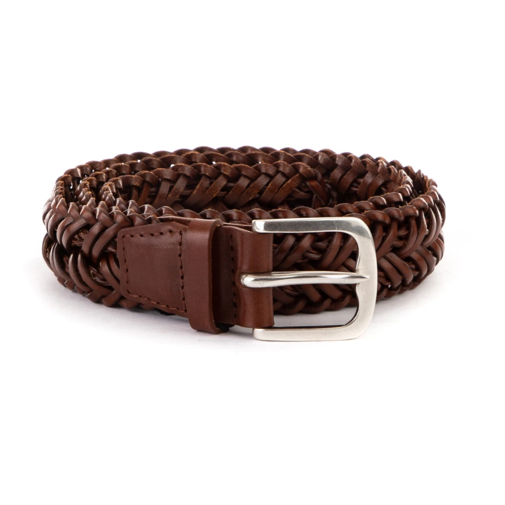 Orciani Women's Brown Belts,, Braided Leather Belt With Silver Buckle Medium
